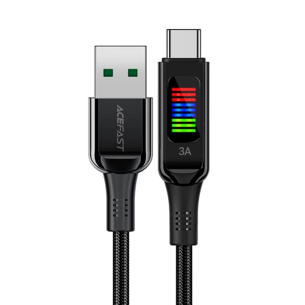 Acefast C7-04 60W USB-A till USB-C-kabel med skärm 1/2m - svart