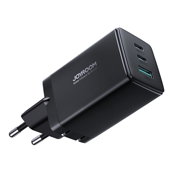 Joyroom Snabbladdare GaN 65W USB-A/ 2x USB-C Svart + USB-C till