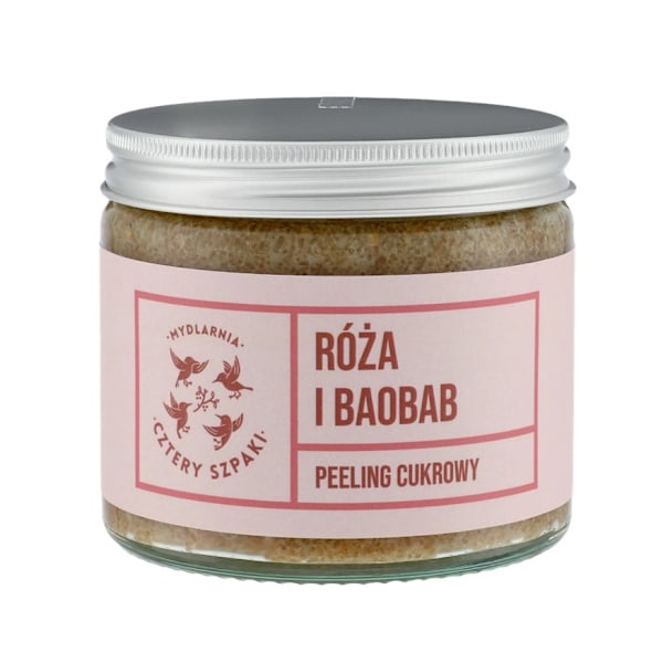 Fyra Sparv Tvålverkstad Socker Skrubb för Kropp Rosa & Baobab/ 2