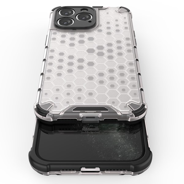 iPhone 14 Pro Stöttåligt Transparent Hybridskydd Honeycomb Desig
