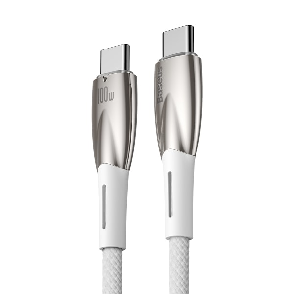 Baseus USB-C till USB-C 100W PD Kabel 5A 480Mb/s 2m - Vit