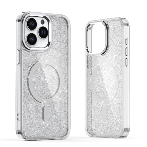 Glitterfodral MagSafe för iPhone 16 Plus - Vit med glitter