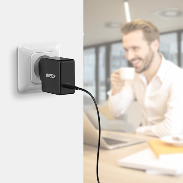 Choetech Snabbladdare Väggladdare USB-C PD 60W 3A Svart (Q4004-E