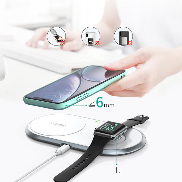 Choetech trådlös Qi 2-i-1 laddare för smartphones och Apple Watc