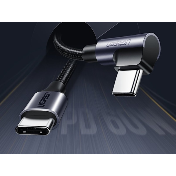 Ugreen US255 USB-C till USB-C Kabel/ Rak/Vinkelkontakt/ PD QC 60