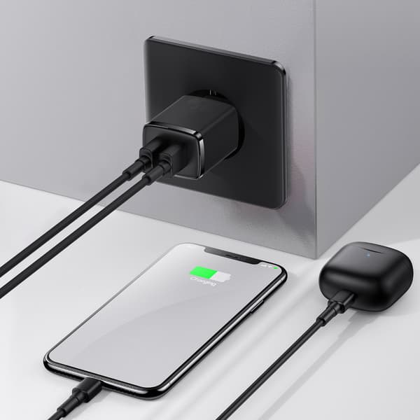 Baseus Kompakt Strömadapter Dual USB 10.5W Svart (CCXJ010201)