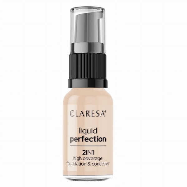 Claresa 2-i-1 Concealer och Täcker Foundation 102 Varm Medium/ 1