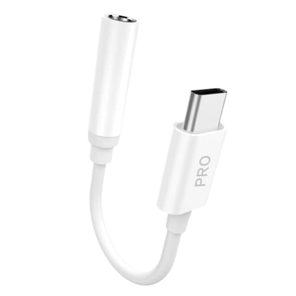 USB Typ C till 3/5 mm Mini-Jack Ljudadapter för Hörlurar - Vit (
