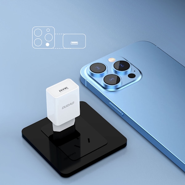 Dudao A4EU Väggladdare USB-A 2.1A Vit med USB-A till USB-C Kabel