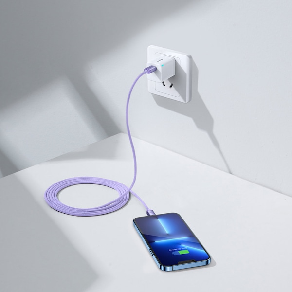 Baseus CAJY000305 Lightning till USB-C PD 20W Kabel 2m Lila 480M