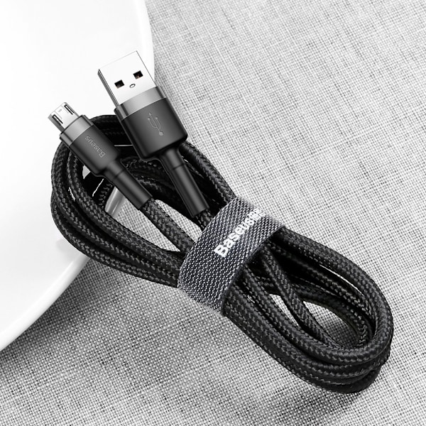 Baseus Cafule Slitstark Nylonkabel USB/micro USB 2A 3M Svart-Grå