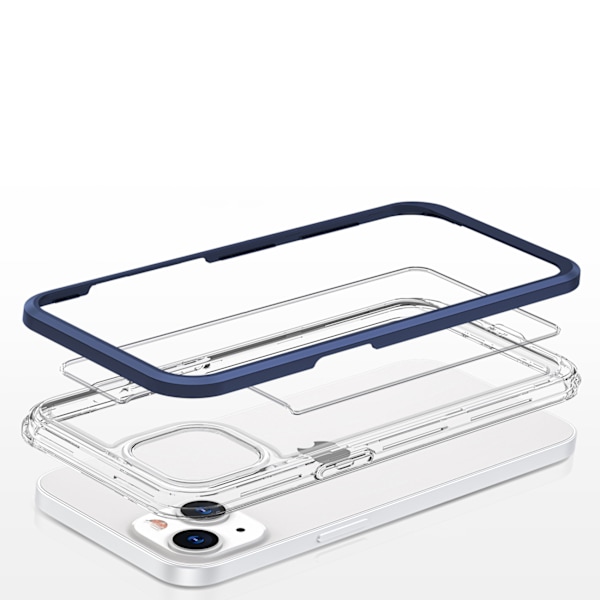 Tydligt 3-i-1 fodral till iPhone 13 mini/ gelétäcke med blå ram