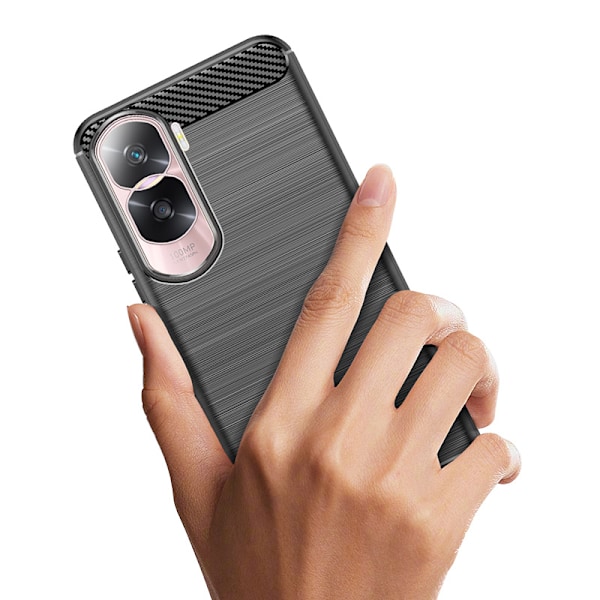 Kolfiber Silikonskal för Honor 90 Lite - Svart