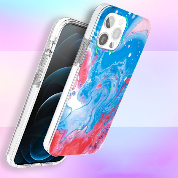 Kingxbar Akvarellserie Färgglatt Skal för iPhone 12 Pro Max Blår
