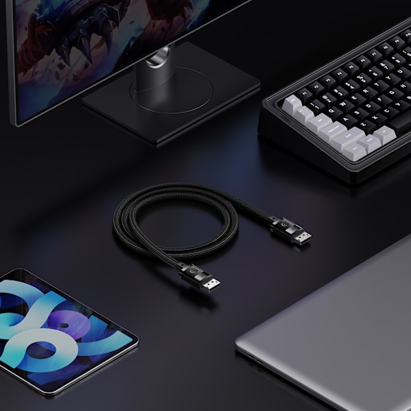 Baseus DisplayPort-kabel 8K 60Hz 2m - Svart/ Högupplöst anslutni