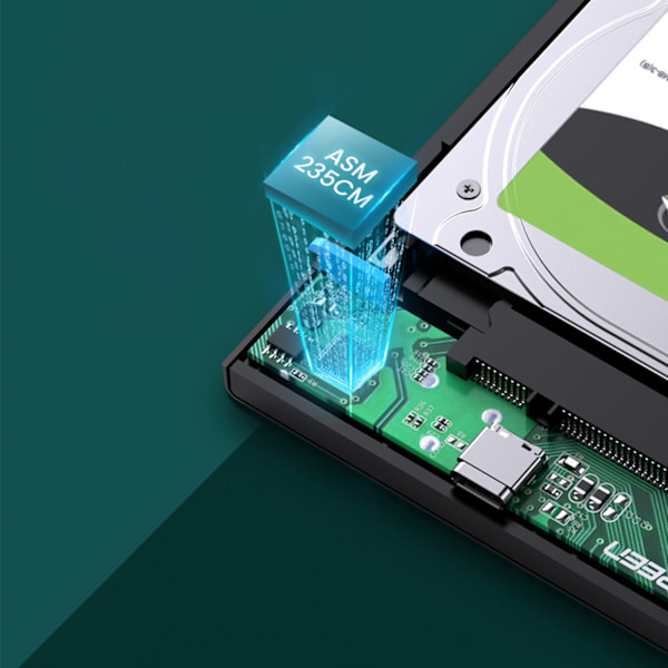 Ugreen Adapter Fodral för SATA 2.5'' Disk/ 6TB/ USB-C 3.0 Svart