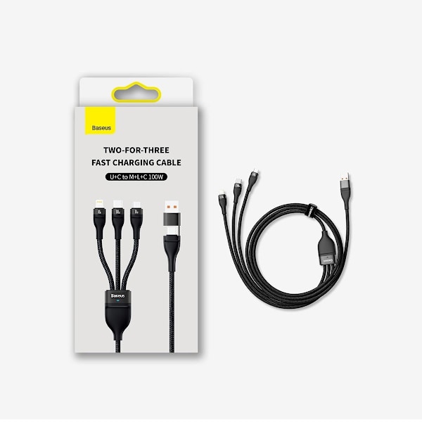 Baseus Flash Series II USB-kabel Typ C/A - USB Typ C/Lightning/m