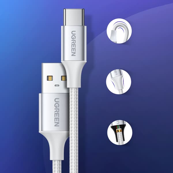 Ugreen USB-A / USB-C Kabel 2m QC 3.0 3A - Vit 60133