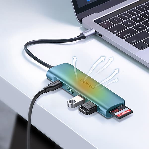 Ugreen CM195 6-i-1 Adapter USB-C: HDMI & 2x USB-A 3.0 & USB-C PD