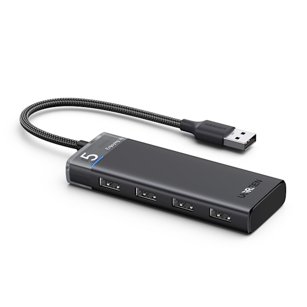 Ugreen CM653 USB-A Hub med 4 Portar och Strömkabel - Svart