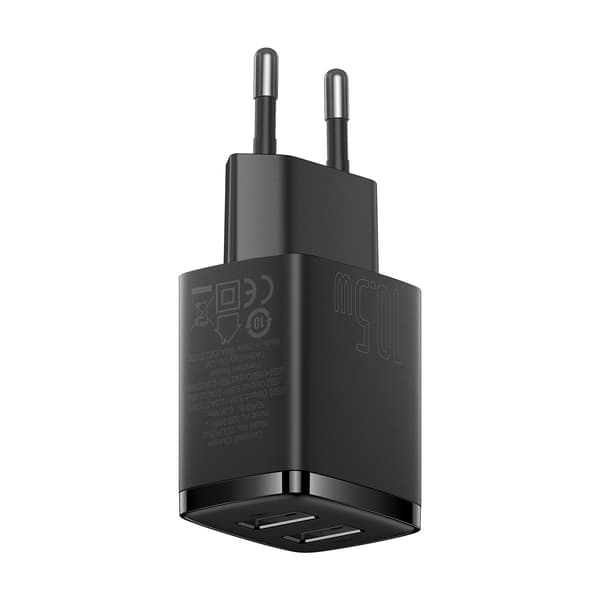 Baseus Kompakt Strömadapter Dual USB 10.5W Svart (CCXJ010201)