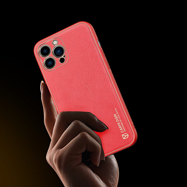 Dux Ducis Yolo elegant konstläderfodral för iPhone 13 Pro i rött