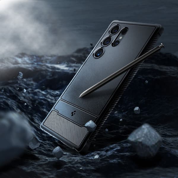 Robust Svartmattskal för Samsung Galaxy S24 Ultra - Spigen Rugge