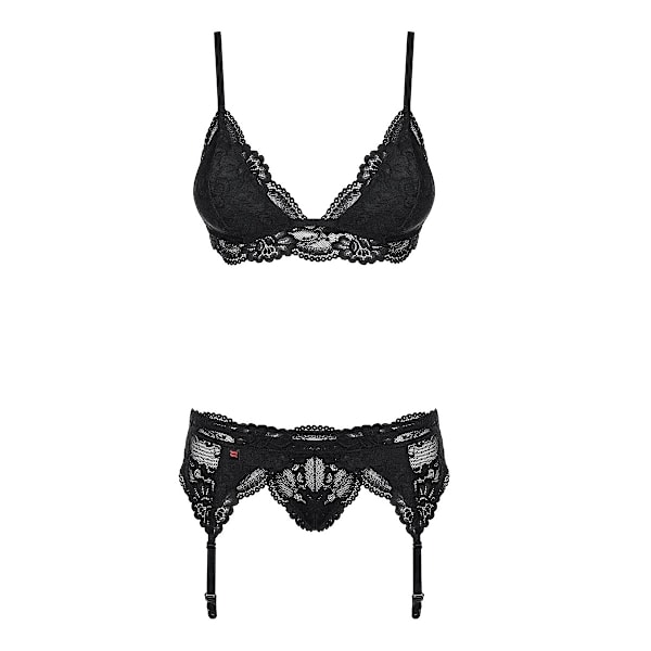 Svart 3-delad Lingerieset S/M från Obsessive (810-SEG-1)