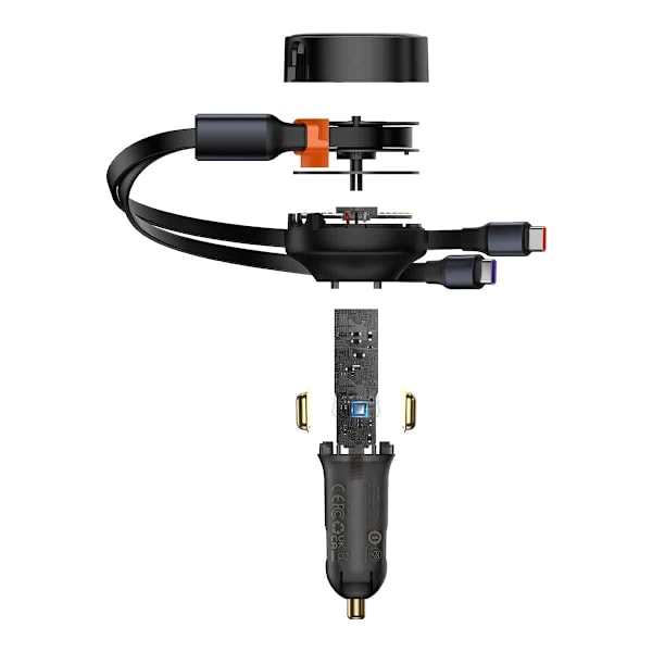 Baseus Bilen laddare 2-i-1 33W Dubbel USB C-port Svart