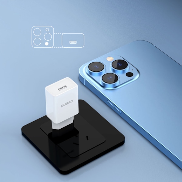 Dudao A4EU USB-A Nätladdare 2.1A - Vit + USB-A till Micro USB-Ka