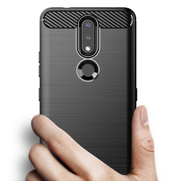 Kolfiber Elastiskt Skyddsfodral för Nokia 2.4 - Svart