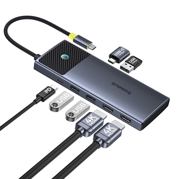 Baseus Metal Gleam Series II 7-i-1 USB-C Hub med PD100W/ 2x HDMI