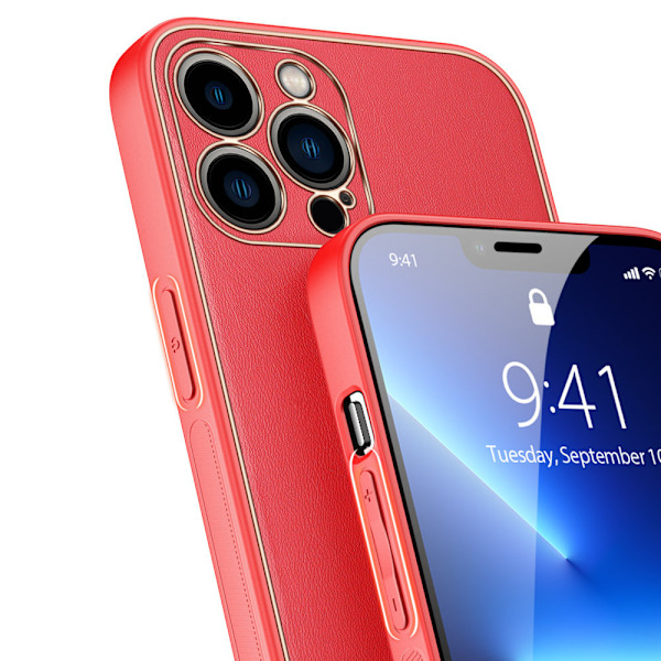 Dux Ducis Yolo elegant konstläderfodral för iPhone 13 Pro i rött