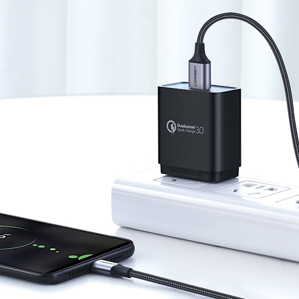 Ugreen US290 60146 USB-A / micro USB-kabel 2.4A 1m Grå