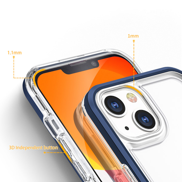 Tydligt 3-i-1 fodral till iPhone 13 mini/ gelétäcke med blå ram