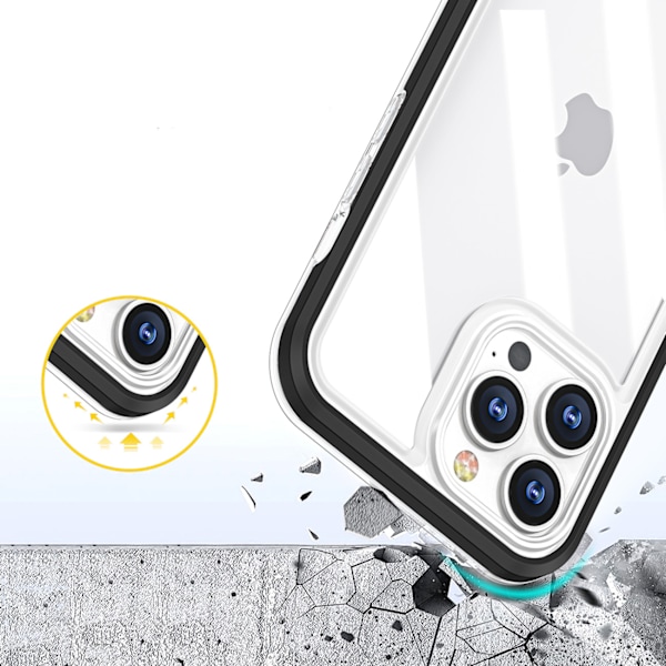 Skyddande Transparent 3-i-1 Skal för iPhone 14 Pro med Röd Ramlö