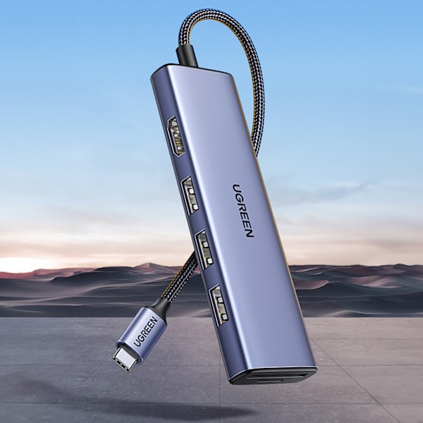 Ugreen CM511 6-i-1 USB-C Hub: HDMI / 3x USB-A 3.0 / SD/TF-kortlä