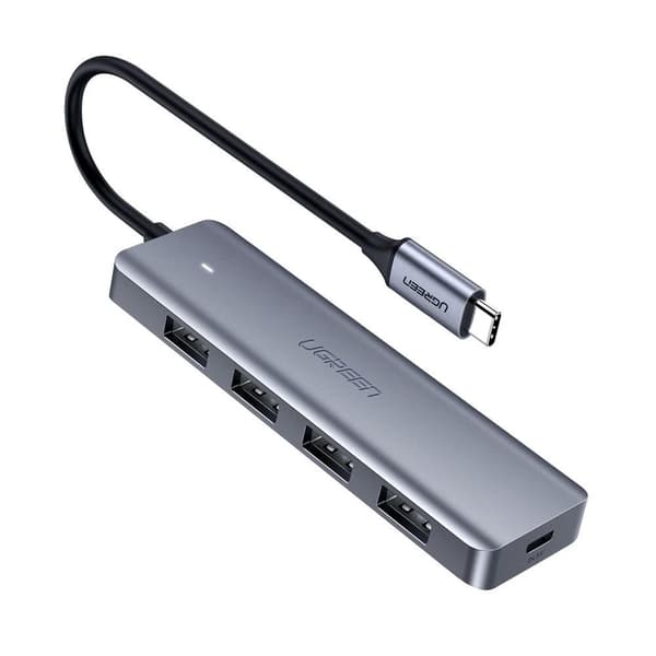 Ugreen USB Typ C-hubb - 4x USB 3.2 Gen 1 med USB-C strömport grå