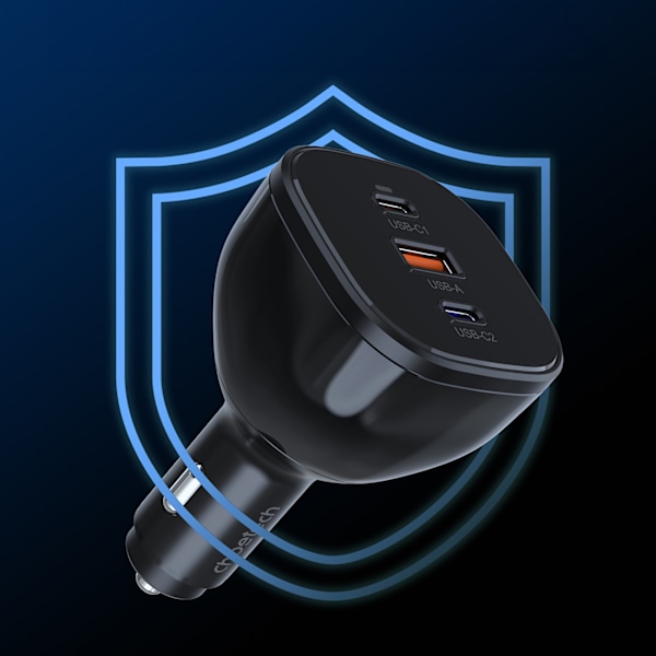 Choetech TC0024 Billaddare 160W för Bil - 2x USB-C PD 3.1/ 1x US