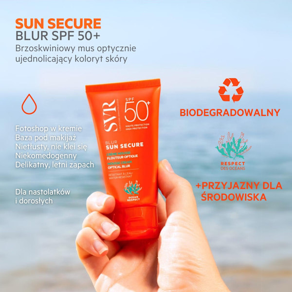 SVR Sol Secure Blur Färgtonande Kräm Skum Beige Ros SPF 50+/ 50