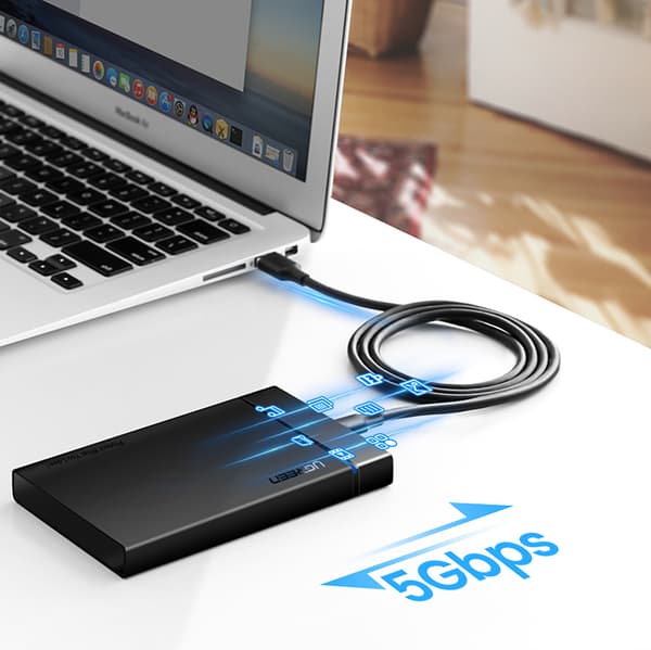 Ugreen SuperSpeed USB-A till USB-C Kabel 3.0/ 0/5m/ Svart/ 3A