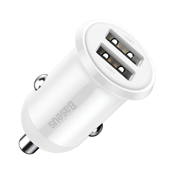 Baseus Grain Pro Biladapter 2x USB 4/8 A Vit (CCALLP-02)