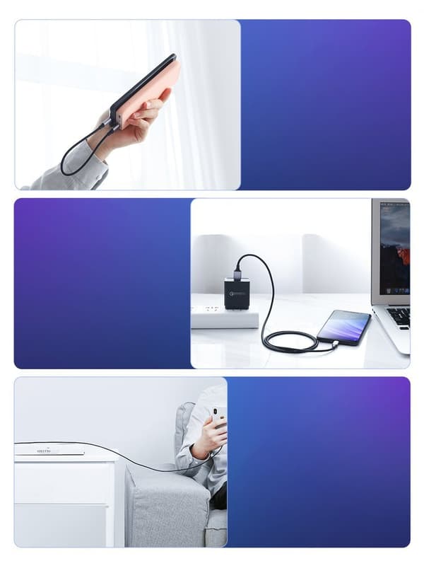 Ugreen US288 60128 USB-A till USB-C Kabel/ QC 3.0/ 3A/ 2m/ Grå