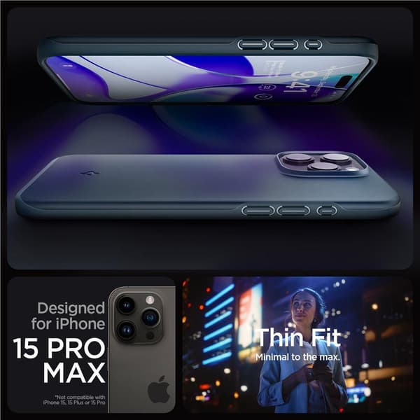 Spigen Thin Fit Skal för iPhone 15 Pro Max - Svart Metall
