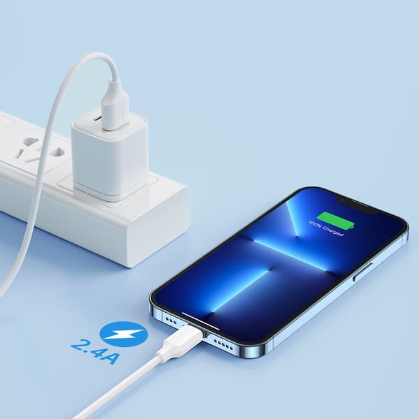Joyroom Långvarig Serie A9 USB-A/Lightning 2.4A 1m Vit Kabel