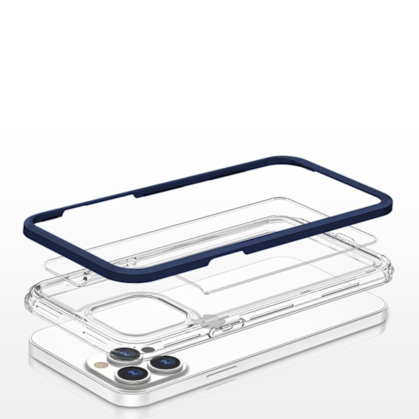 Transparent 3-i-1 skal till iPhone 13 Pro/ flexibel blå kant