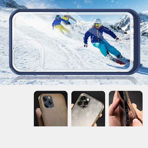 Tydligt 3-i-1 fodral till iPhone 13 mini/ gelétäcke med blå ram