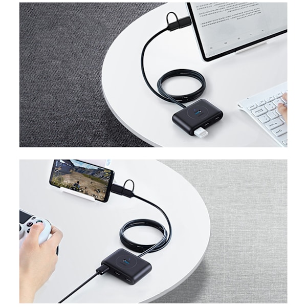 Ugreen USB-C Hub 4-i-1 - 4xUSB 3.0 5Gb/s 1m Svart (CR113)