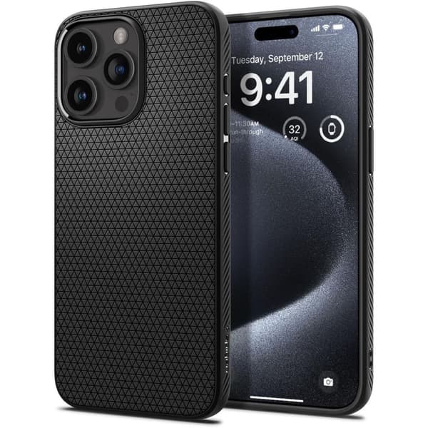 Spigen Liquid Air Skal för iPhone 15 Pro - Matt Svart
