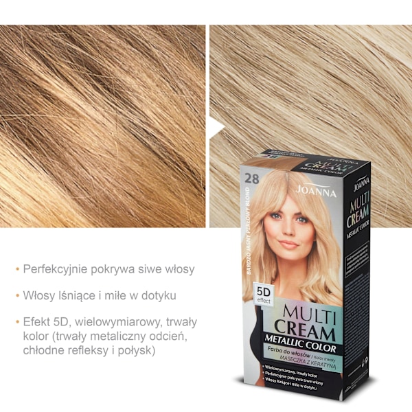 Metallic hårfärg i mycket ljus pärlblond - Joanna FlerfärgadKräm